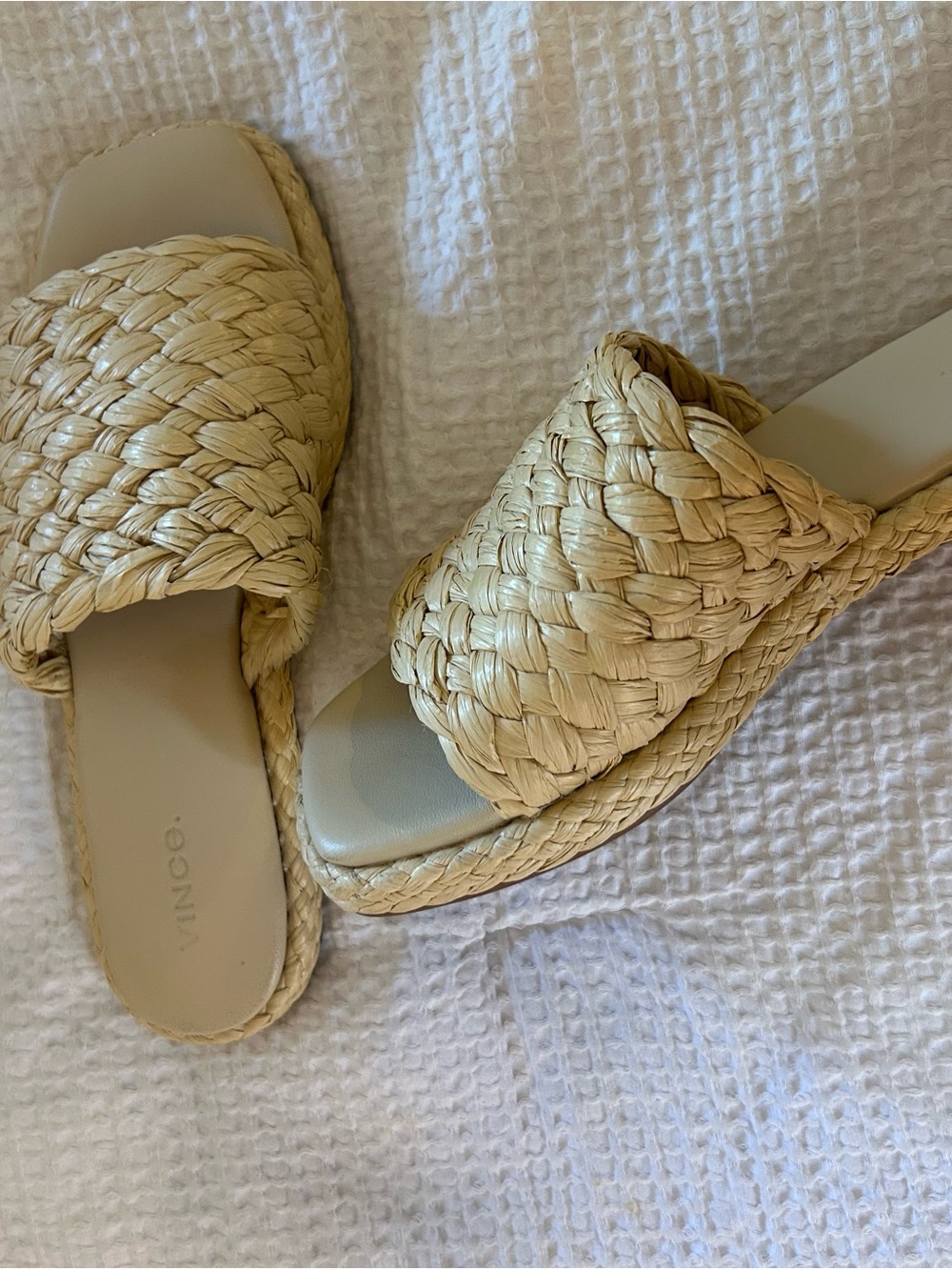 Woven Slide Sandals in Natural